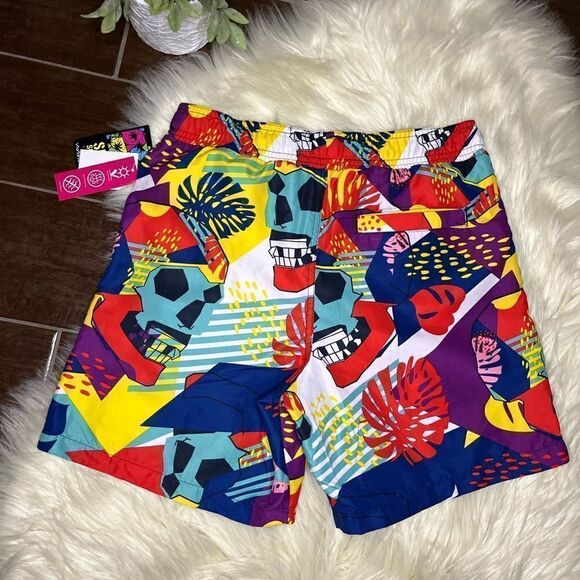 Surf Society swimwear multi colored skull trunks sz Medium - Picture 3 of 6